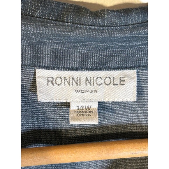 Ronnie Nicole Women’s Denim Tie Waist Button Down Dress Size 14W - Picture 4 of 7